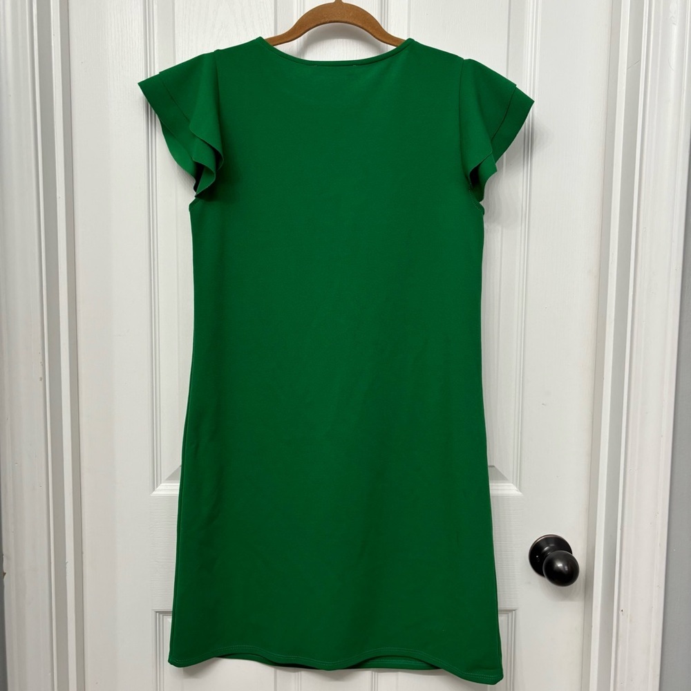 Ces Femme Green Shift Dress | Women’s Small | Flutter Sleeve Sheath - Picture 7 of 10